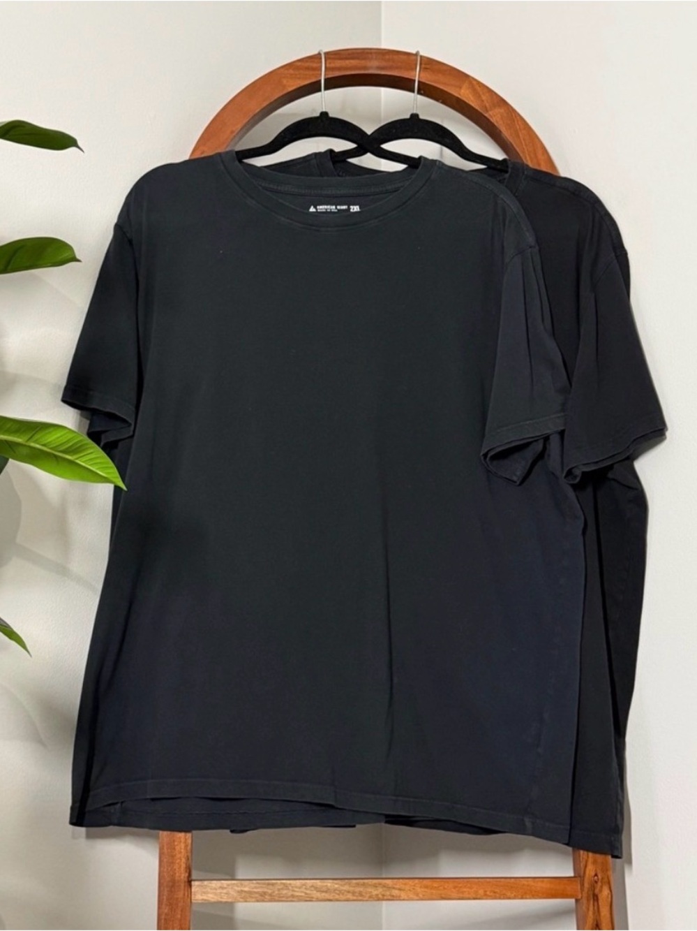 American Giant XXL 2XL Black Lot of 2 Short Sleeve Tee Shirts USA Made